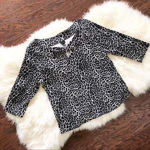 Rafaella 3/4 Sleeve Leopard Print Top Size XL